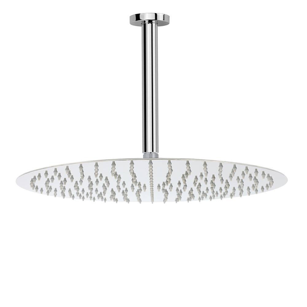 WELS Chrome Large 16" Round Rain Shower Head 300mm Ceiling Dropper Extension Arm Set