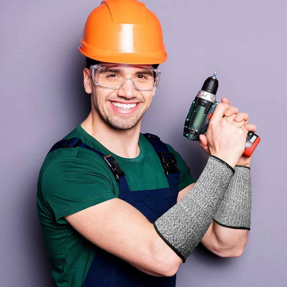 3 pairs of arm protectors for thin skin and bruises, cut-resistant forearm sleeves, level 5 burn protection (7.9 inches) - Gray