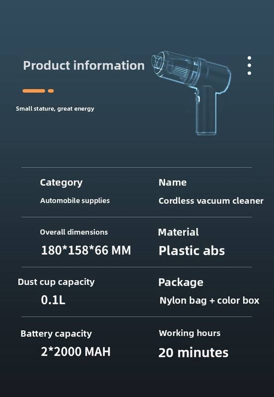 Cordless Handheld Car Vacuum Cleaner 2-in-1 Air Duster Blower 120W High Power Portable Mini Detailer for Auto Home Office Morant Blue