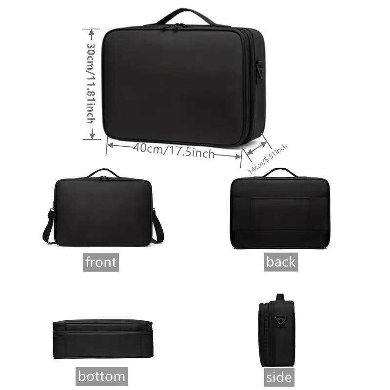 **Large Waterproof Makeup Organizer: Adjustable Dividers, Detachable Brush Holder, Multi-Compartment Design, Portable & Moisture-Resistant, Professional Cosmetic Storage Case**