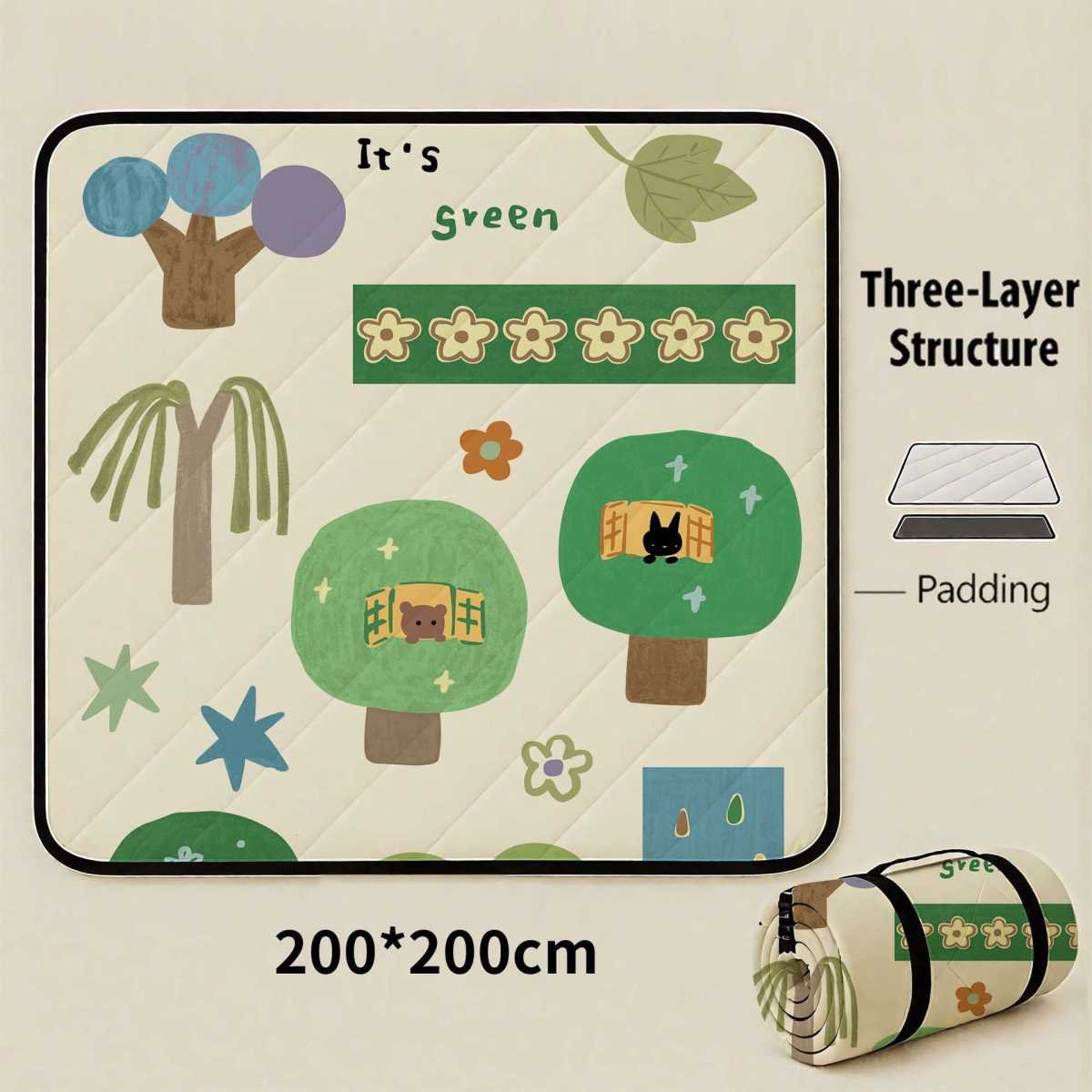 The House of Plants Extra Large 200x200cm Waterproof Picnic Mat - Portable Thickened Oxford Cloth Outdoor Camping Blanket for Beach, Parks and Family Outings