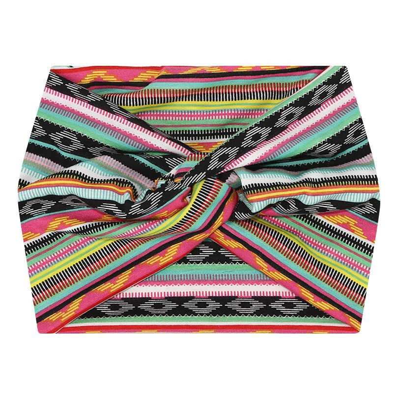 5-PCS Colorful stripes Women's Extra Wide Turban Headband - Elastic Yoga & Sports Hair Wrap