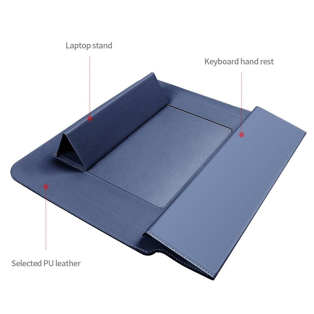 Red 3-in-1 Laptop Sleeve with Built-In Stand & Wrist Rest – Waterproof PU Protective Case for 15/16 Inch Laptops, Portable and Ergonomic Design