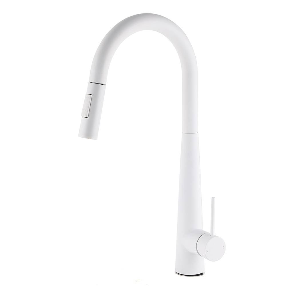 Matte White 2 Modes Spray Kitchen Mixer Pull Out Sink Tap Laundry Swivel Faucet