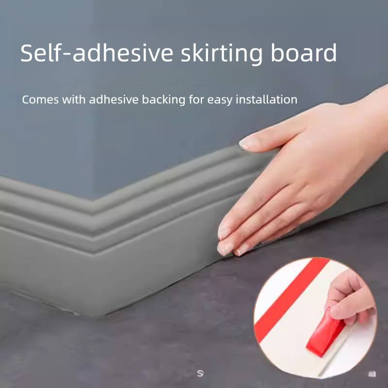Grey 3-Meter Self-Adhesive Reinforced Skirting Board – 10 cm Wide Wall Decorative Trim for Home Interior