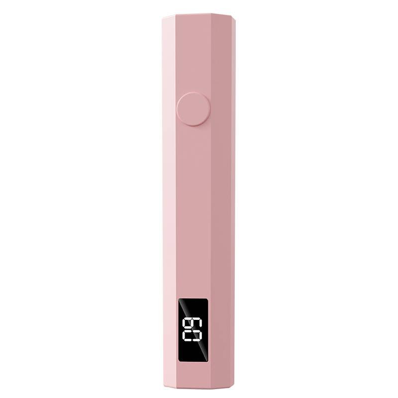 Pink Mini Handheld LED/UV Manicure Light with Digital Display - Portable One-Finger Curing Pen