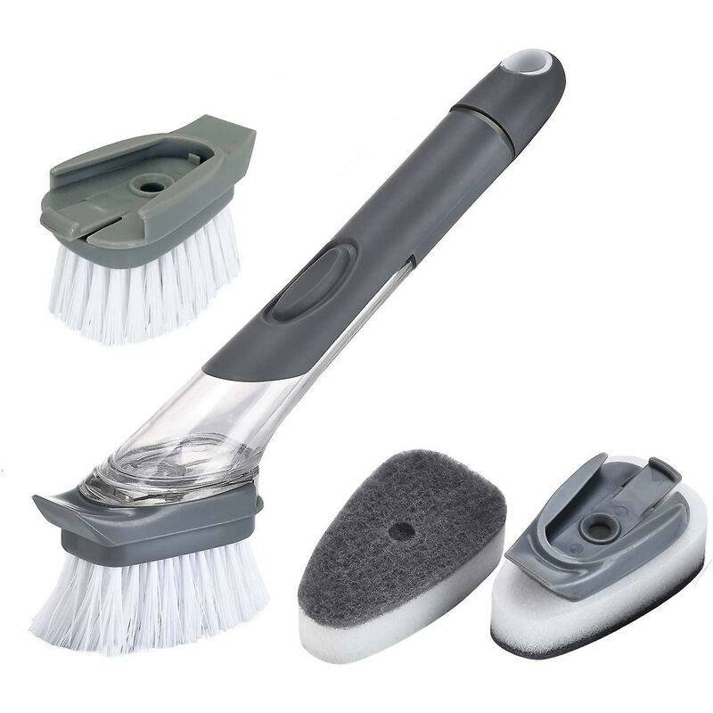 4 Pack Replaceable Brushes Dish Brush Refills, 2 In 1 Sponge And Bristle Brushes For Dish Washing, Easy Cleaning