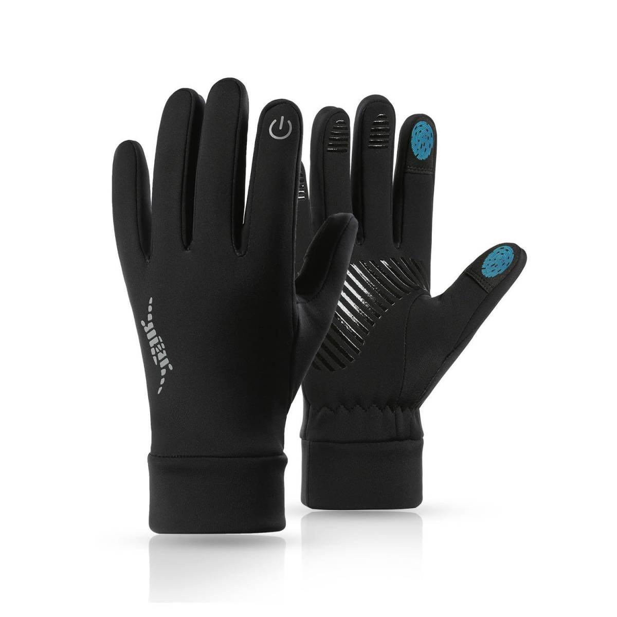 Black Windproof Thermal Sports Gloves with Touchscreen Fingertips & Anti-Slip Palm Grip for Running & Cycling (SD-01 Wrist-Tighten / XL Size)