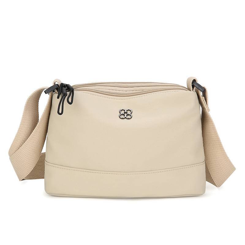 Khaki Lightweight Multi-Layer Crossbody Bag for Women – Compact, Water-Resistant Nylon Shoulder Bag with Adjustable Strap
