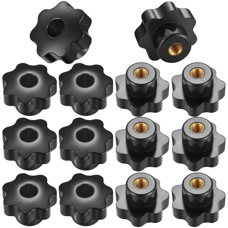 14 pcs M8 Knurled Thread Clamping Knob, Star Knobs Handle Internal Thread For Mechanical Devices, Instruments