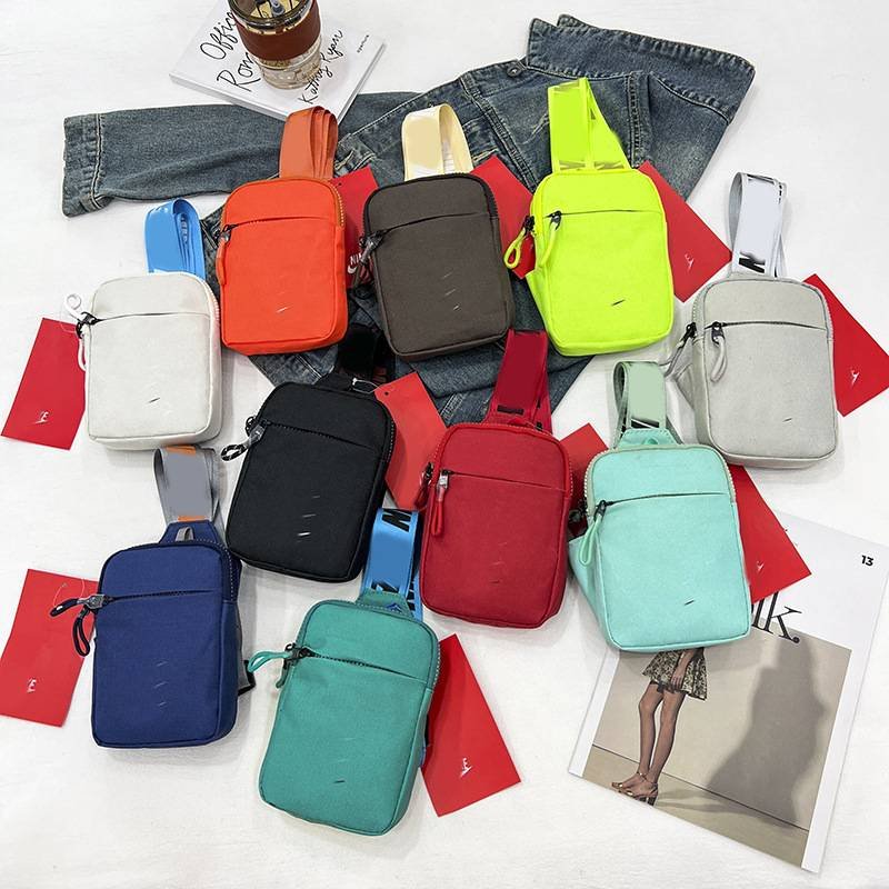 Unisex Mini Nylon Crossbody Sling Bag Chest Pouch Adjustable Wide Strap Lightweight Bright Green for Travel Sports & Festivals