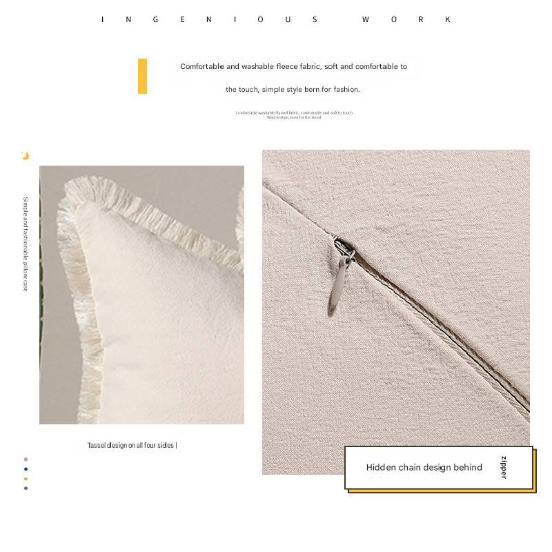 Beige 2 Pack Bohemian Tassel Pillowcases Soft Washed Cotton Cushion Covers for Living Room Sofa Elegant Decor Solution for Local Standard Home Environments