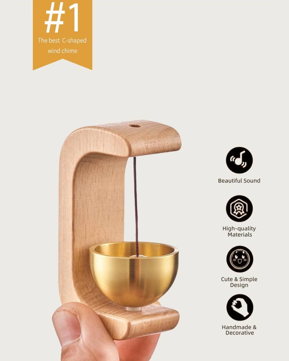 Doorbell - Wireless Doorbell - Wooden Doorbell - Magnetic Wall Sticker - Vintage Wooden Doorbell - Vintage - With Copper Bell - Living Room Decoration - Bedroom Decoration - Wall Decoration - Christmas Gifts - Christmas Gifts for Adults - 1 Piece