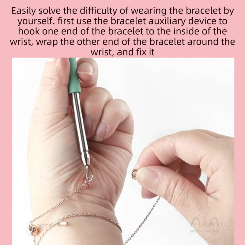 2-Pack Blue Jewelry Fastener Helper Tool - Quick Bracelet & Fine Chain Wearer Aid With Telescopic Titanium Steel Hook