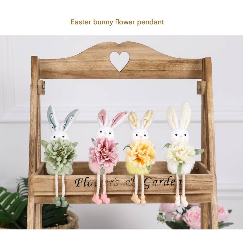 Pink Easter Bunny Flower Hanging Decoration for Home, Garden or Party Scene
