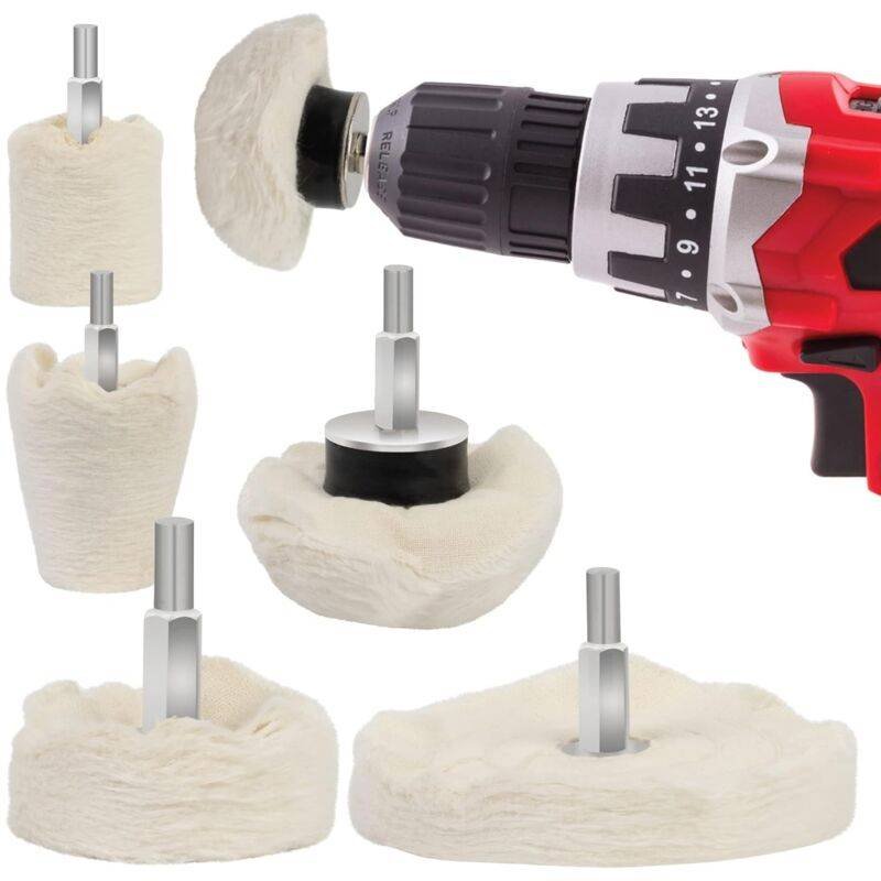Drill Polishing Pad 6 pcs - Polishing Discs For Metal, Aluminum, Stainless Steel, Chrome, Glass And Diy Projects - 6