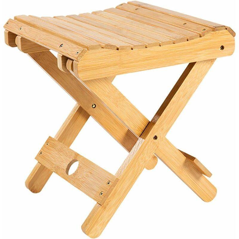 Solid Wood Folding Stool - Portable Stool For Home, Gaming, Fishing, Works In Bedrooms, Garden, Wood, 29X28X26 Cm