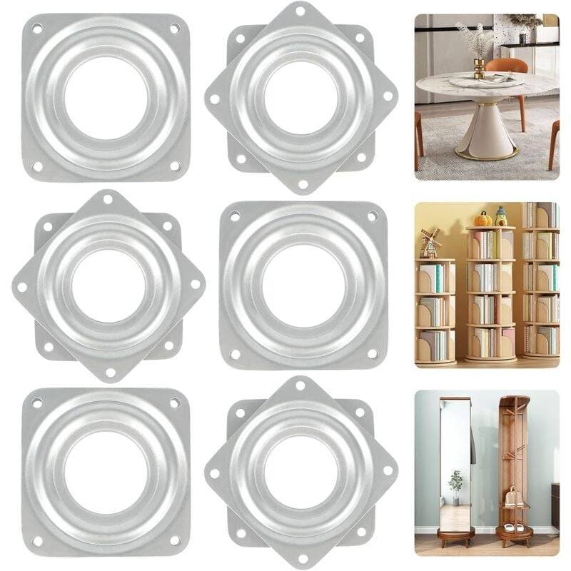 360 Degree ROtating Tray 6 Pieces Metal Turntable Tv Swivel Plate Square ROtating Plate 4 Ball Bearing Swivel Plate For