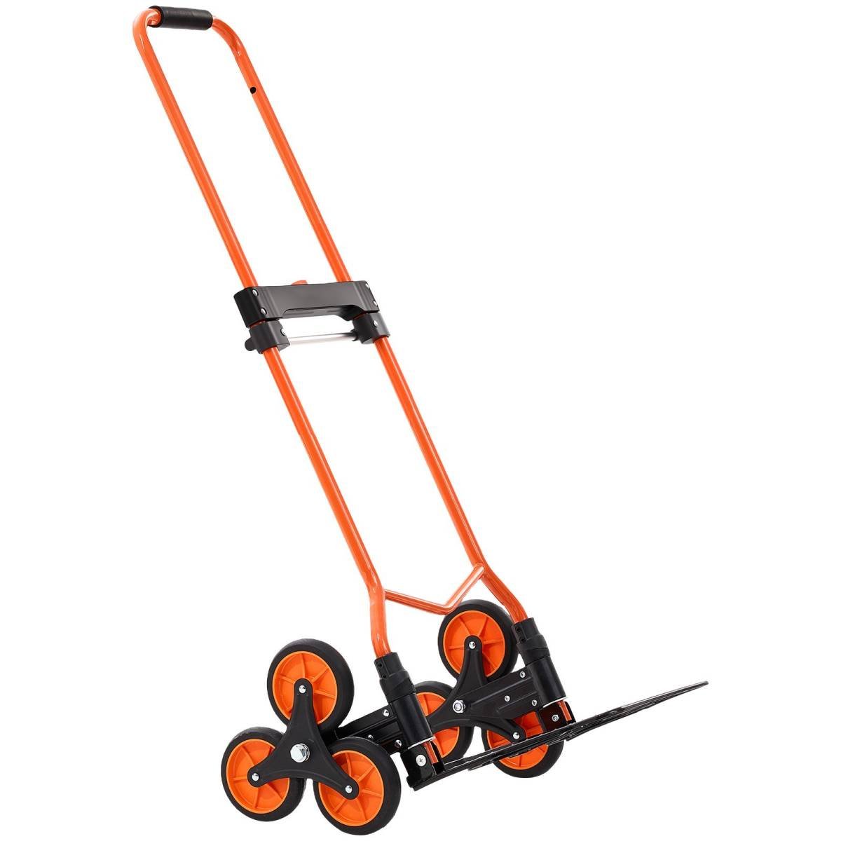 VEVOR Stair Climbing Cart, 54 kg Stair-Climbing Capacity, Portable Folding Trolley Cart with Telescoping Handle, 6 Wheels and 2 Bungee Cords, Stair Climber Dolly for Home, Groceries, Warehouse