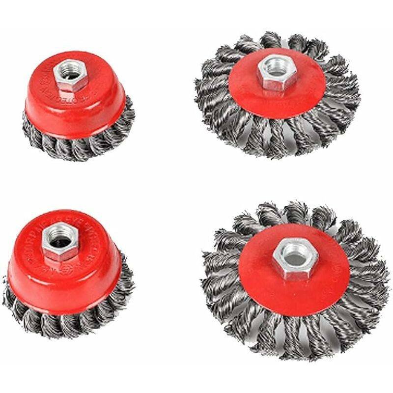 Bevel Brush For Angle Grinder, Metal/Steel, Twisted Wire, Flexible, Diameter: 75 And 100 Mm, Mounting Thread: M14, 4