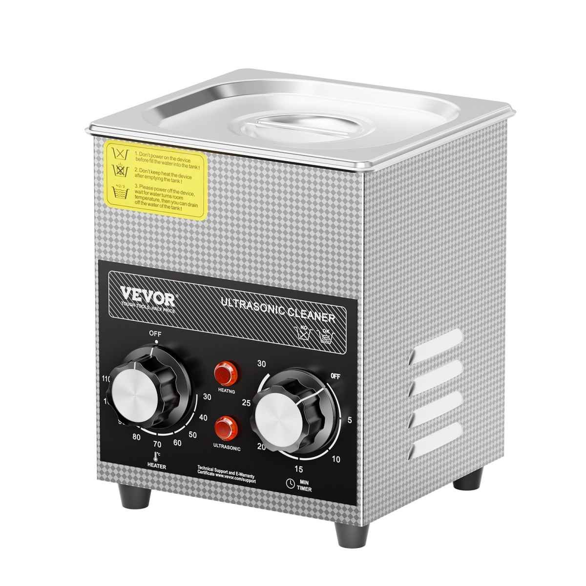 VEVOR 2L Ultrasonic Cleaner with Heater Timer & Basket, Professional Digital Sonic Cavitation Machine, 60W Cleaning Machine for Watch Instruments, Glasses, Coin, Metal Parts, Tool