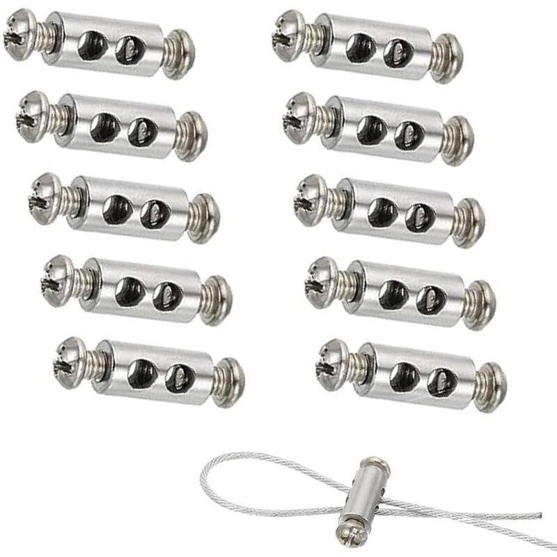 10 pcs Cable Clamps With Screw Terminal Cap, Cable Clips For 1-2Mm Diameter Cable And Wire, Double Ended Cable And