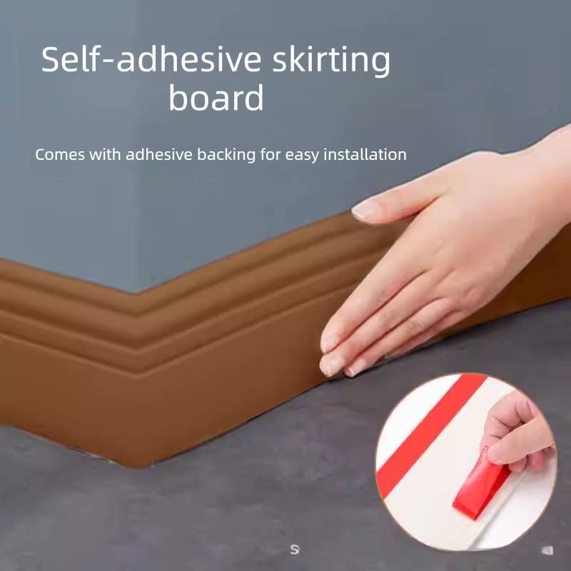 Brown 3-Meter Self-Adhesive Reinforced Skirting Board – 10 cm Wide Wall Decorative Trim for Home Interior