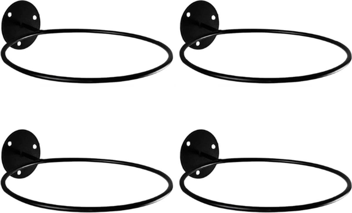 4 pieces - ball holder - wall bracket - sports ball rack - wall mounted - ball wall holder - for basketballs, football, volleyball - black - metal - 23.5*6.5*18.4cm