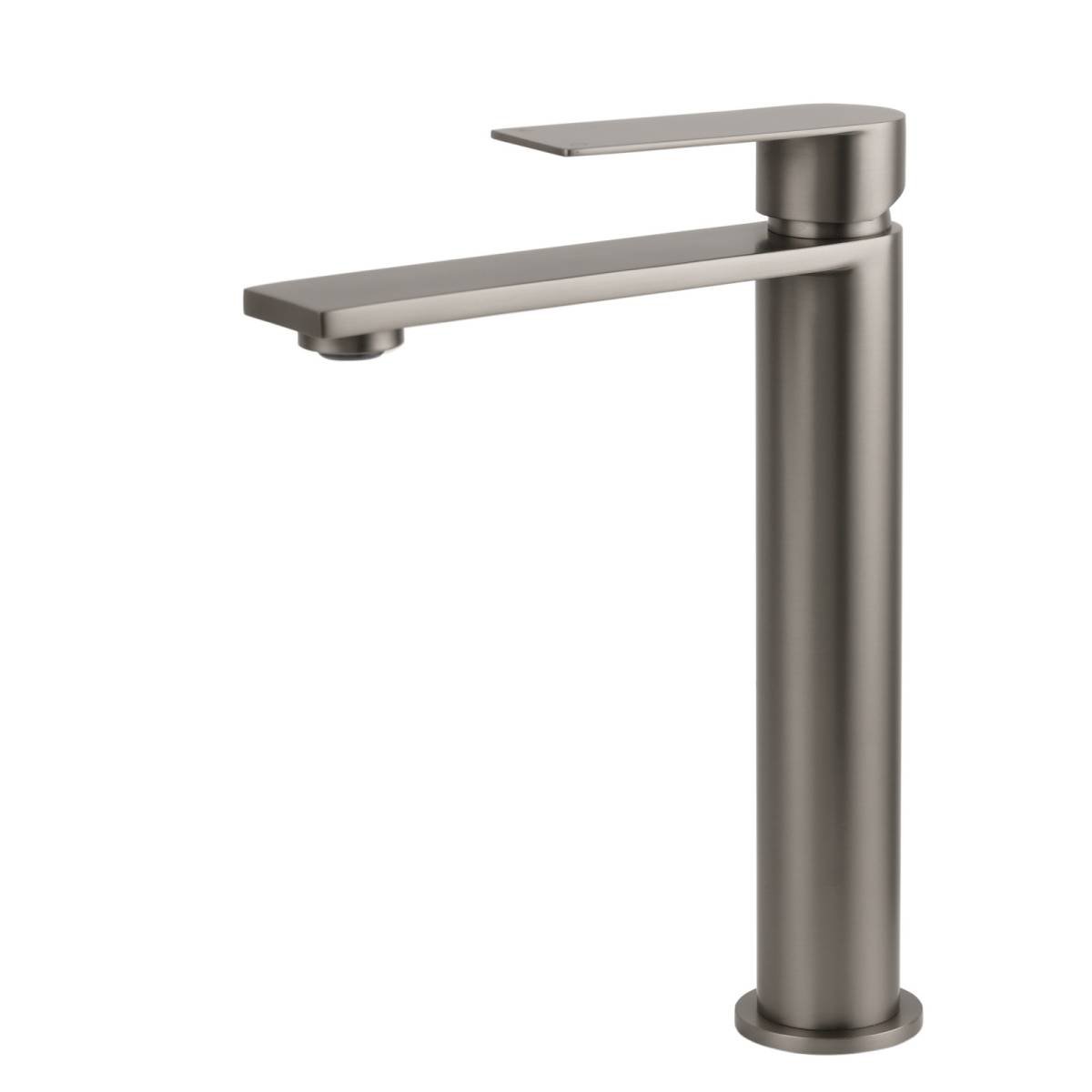 WELS Square Tall Flat Handle Basin Mixer Vanity Sink Faucet Spout Gun Metal Gey