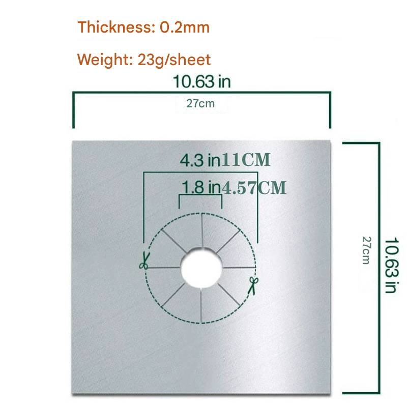 2-Piece Sliver Reusable Oil-Proof Teflon Stovetop Burner Liners - Cuttable, Non-Stick, Heat-Resistant & Dishwasher Safe Clean Pad