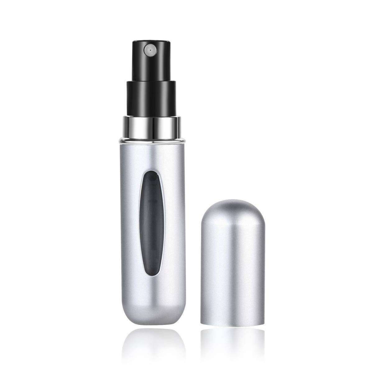 4PCS Sliver Portable Perfume Atomizer Bottle(5ML) - Refillable Travel Scent Pump Case, Leak-Proof Aluminum Spray Atomizer