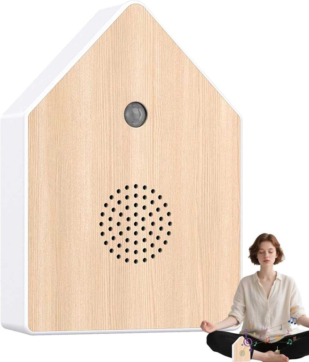 Motion detectors with nature sounds - Wall-mounted housing - Nature sounds - Birdsong - Songs - Suitable for hallways, bathrooms, guest rooms, toilets, and relaxation areas - Solid wood panels