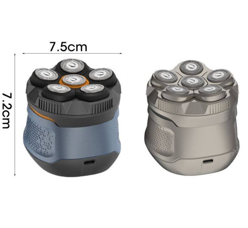 Blue Men's 6D Magnetic Rotary Head Shaver for Wet/Dry Use - Professional Electric Bald Head Shaver & Beard Trimmer (Model 372)