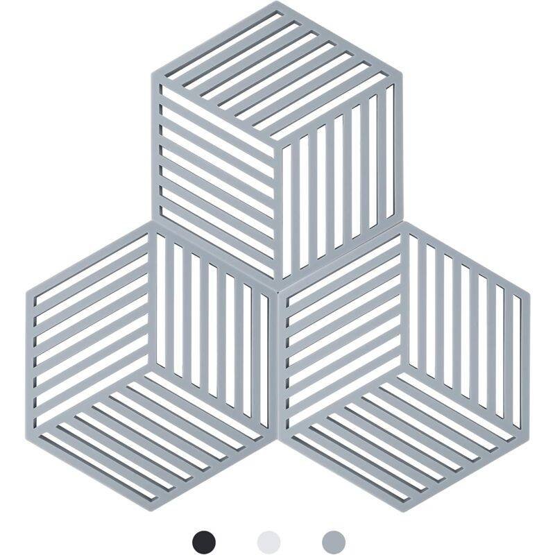Kitchen Pot Coaster Tapis De Protection En Silicone Teffa (Gris, Raya Hexagonal: 160X138X8Mm)