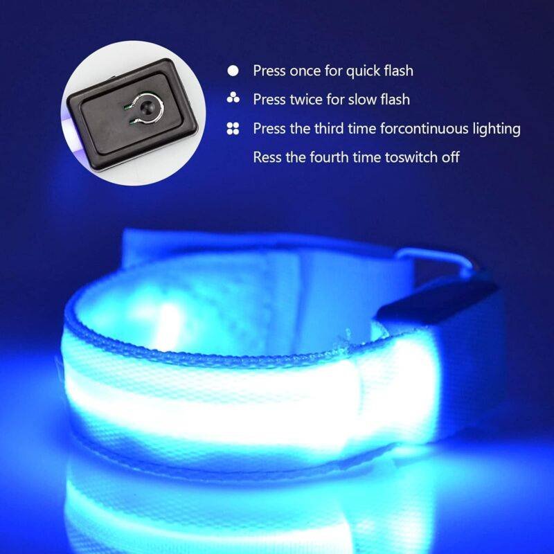 LED Reflective Arm Band Safety Bracelet Luminous Wristbands Waterproof Light Band Night Safety Reflective Strap For