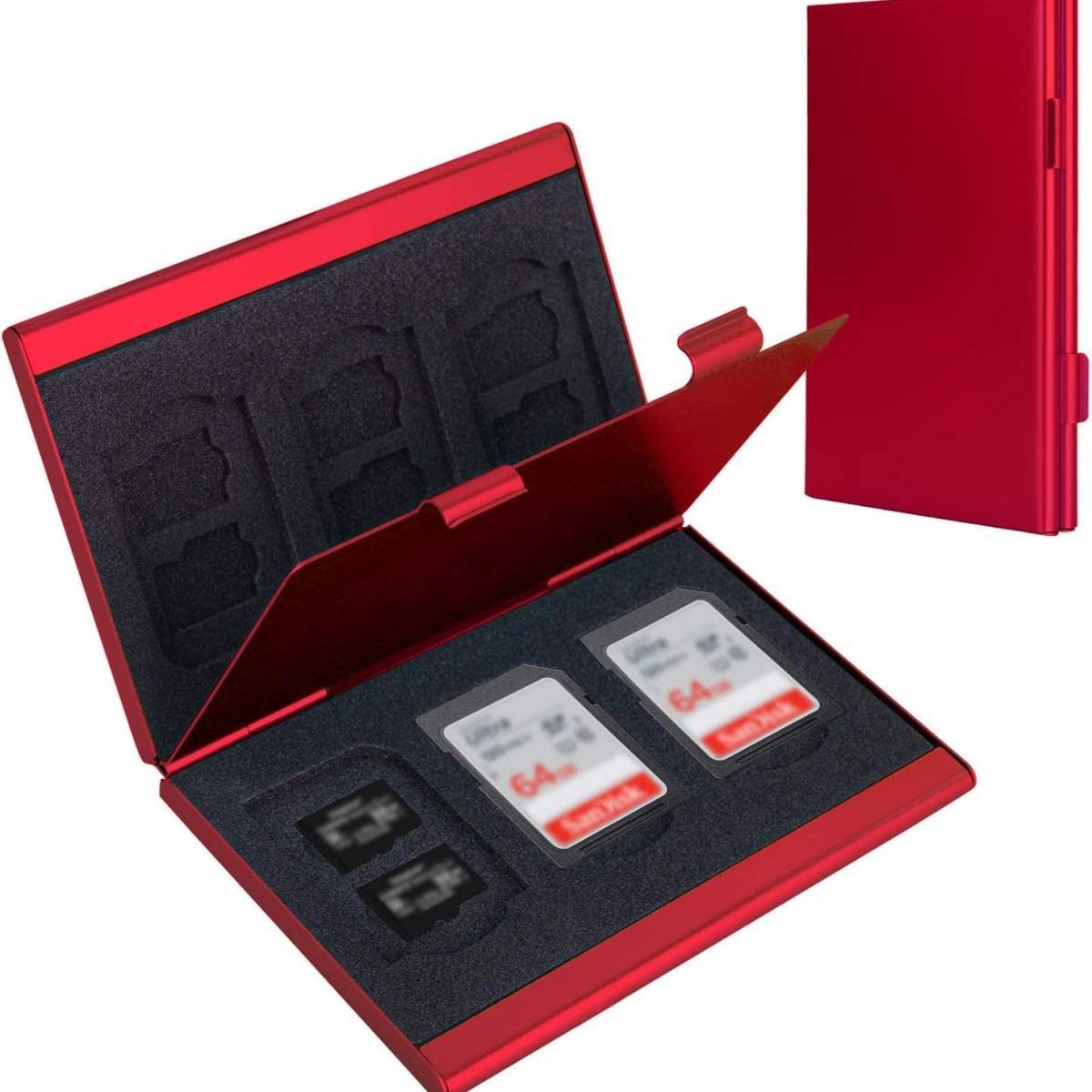 Red High-Quality Aluminum SD & TF Card Case – Premium Storage Solution for Memory Cards(Memory card not included)