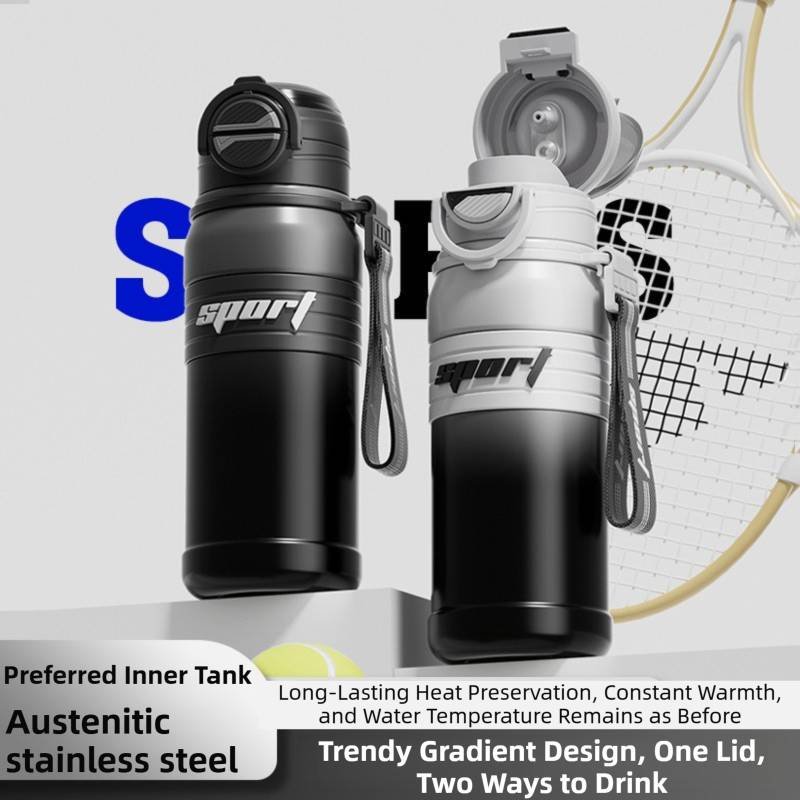 2-Pack Green 680ml Large Capacity Sports Insulated Tumbler - 316 Stainless Steel Straw Water Bottle, Dual-Use Lid for Travel & Outdoors