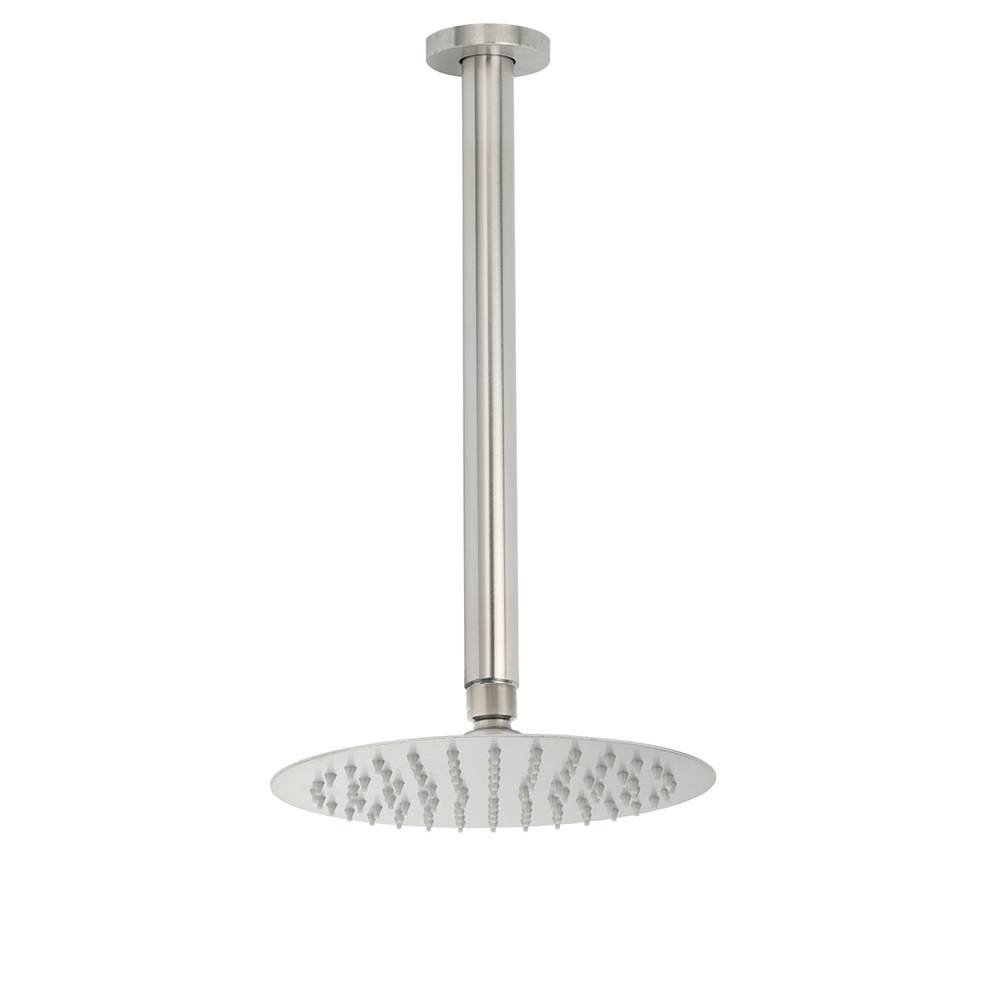 Brushed Nickel Round 8" Shower Rain Head + 300mm Brass Ceiling Dropper Arm Set