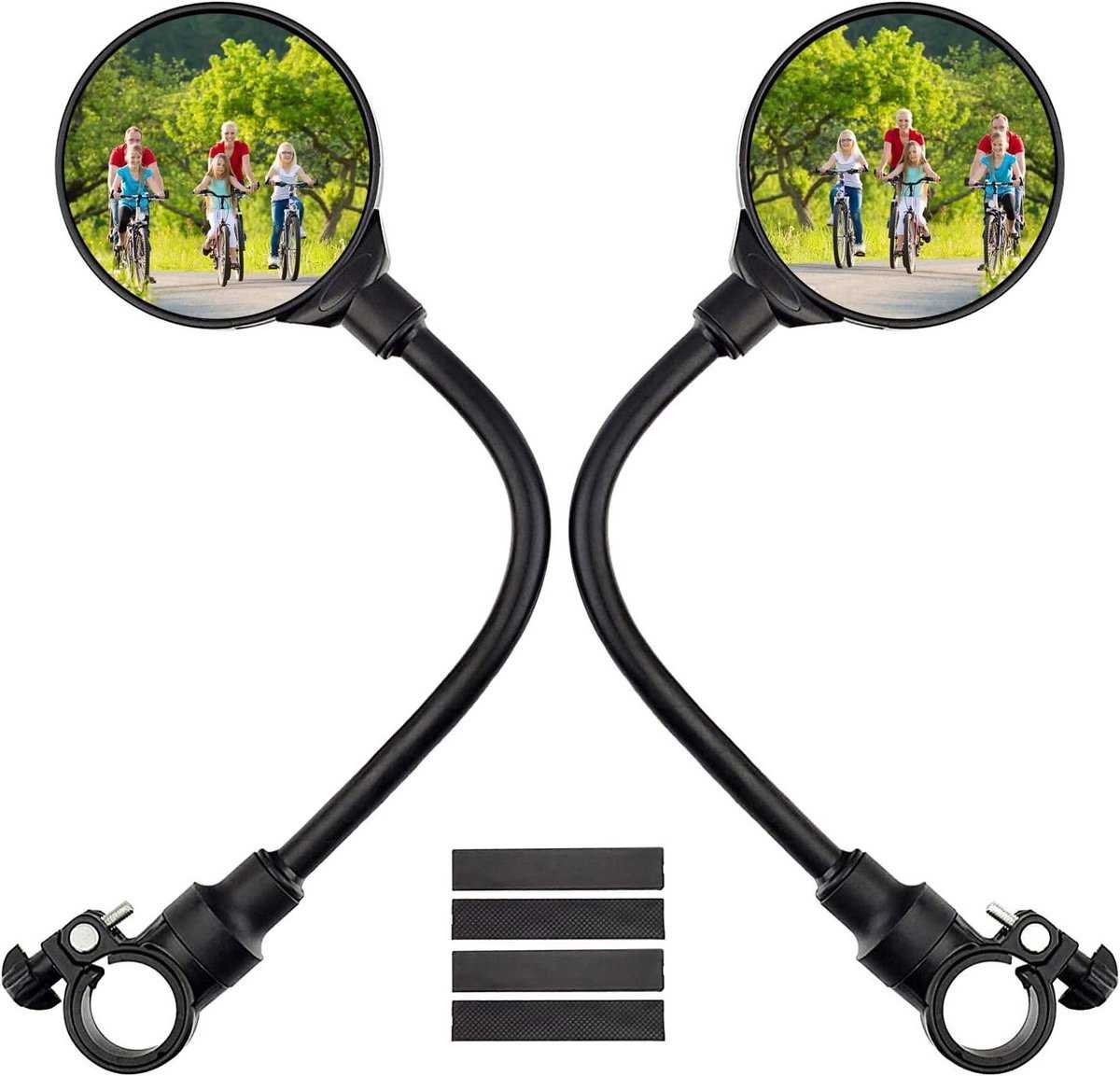 2-Piece Convex Bicycle Mirrors - Universal HD Handlebar Mirrors with 360-Degree Rotation and Wider Field of View for Bicycles and Electric Bikes