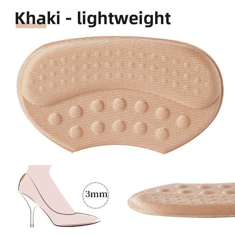 5 Pair Khaki Soft & Breathable Heel Grips for Loose Shoes - Anti-Slip Shoe Pads for Blister Protection & Size Adjustment (3mm)