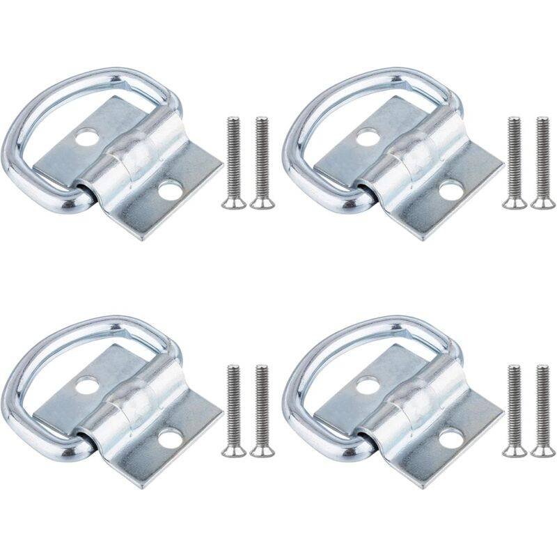4 pcs Tie Down Rings, D-Ring Trailer Tarpaulin Tie Downs With Screws For Boats, Trucks, Vans And Homes
