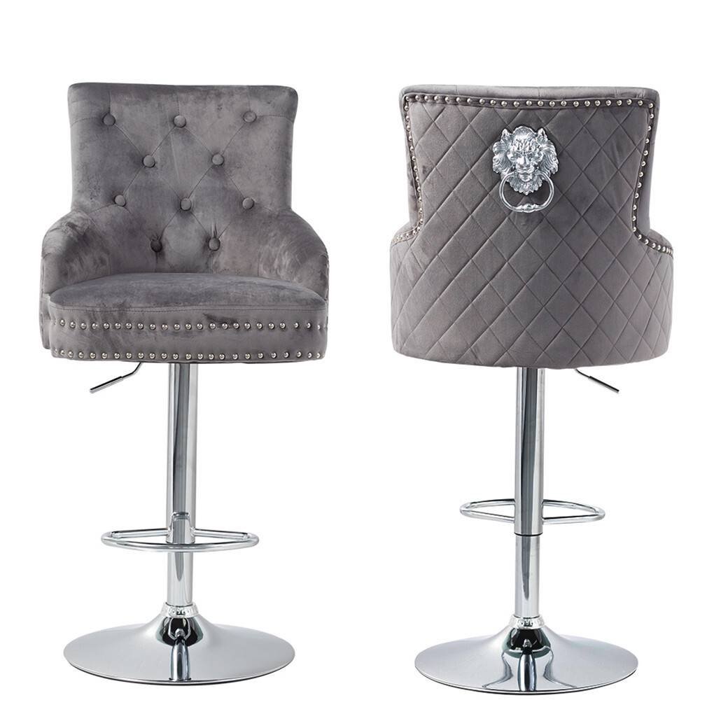  Elegant Swivel Bar Stool Velvet Airlift Counter Height Bar Kitchen Dining Chair