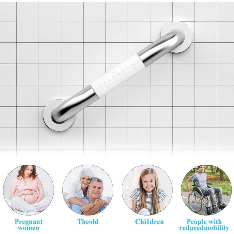 Safety, Stainless Steel Wall Mounted Grab Bar, Non-Slip Bathtub Handle, Shower Grab Bar For Bathroom Toilet 30Cm, 30 X