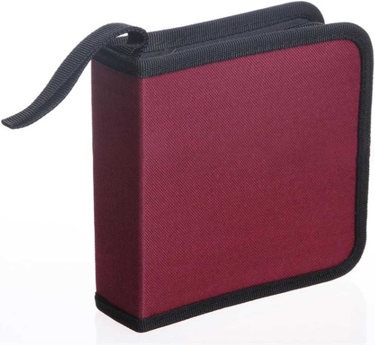 CD Case Storage Folder - DVD Case - Oxford Cloth - With Zipper - CD Bag - CD (Rom)/DVD Storage Case - CD/DVD Case Folder - CD/DVD Storage System - Suitable for 40 CDs or DVDs - 16*15.5*4.8cm - Red