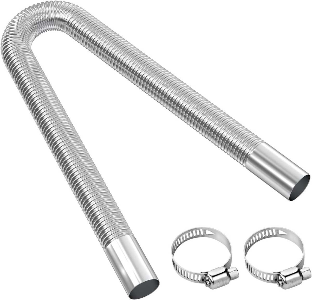 Exhaust Pipe for Parking Heater 60cm Stainless Steel with 2 Clamps Compatible with Diesel Heaters