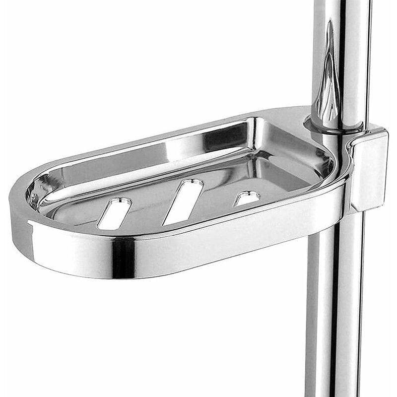 Shower Soap Tool, Abs Soap Dish Soap Holder Clip-On Tray Adjustable Flat Rail Practical Bathroom Gadget