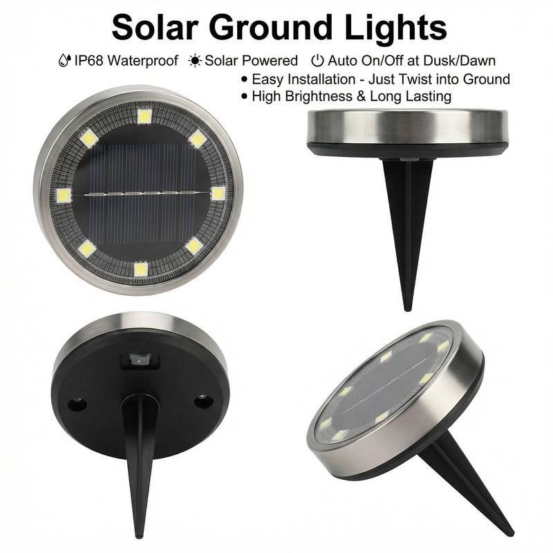 30pcs Solar Ground Lights IP68 Waterproof Warm Light High Brightness Auto On/Off Long Lasting