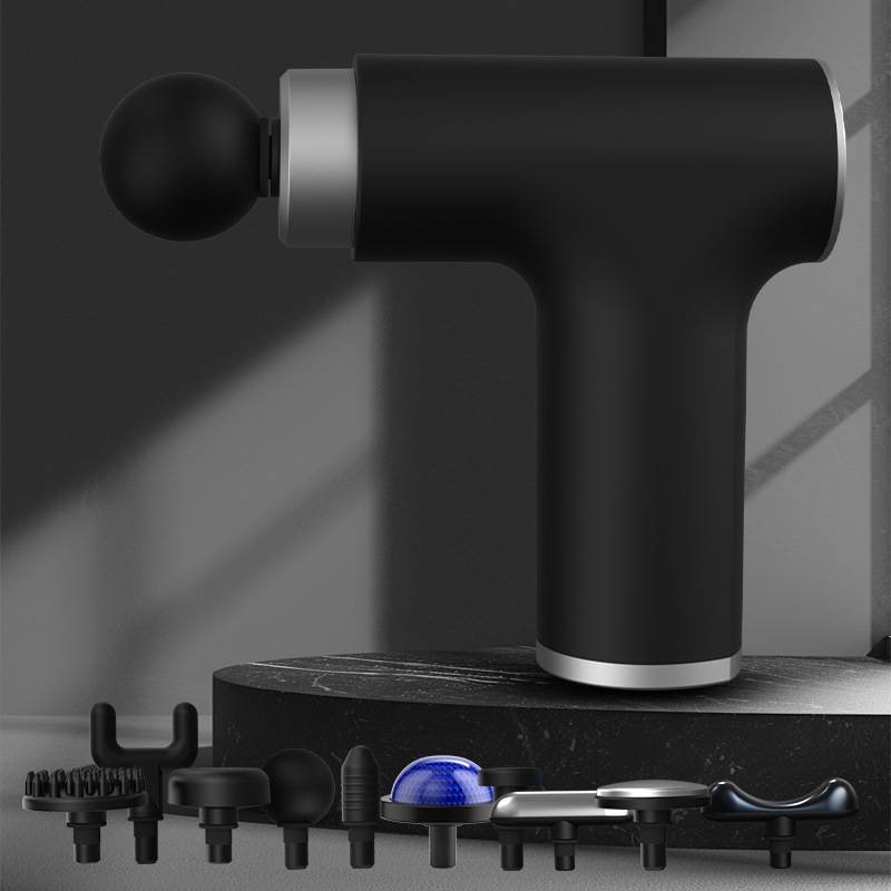 Black Sliver Mini Hot Cold Massage Gun with10 Heads - 6 Intensity Dual Thermal Therapy Deep Muscle Reliever for Gym Fitness Recovery