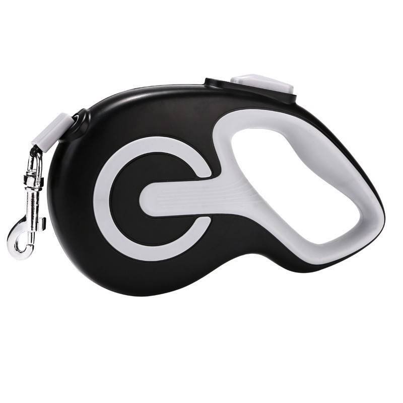 Black 5 Meter Retractable Dog Leash | Ergonomic Anti-Slip Grip | Heavy Duty Nylon Rope for Small to Medium Dogs