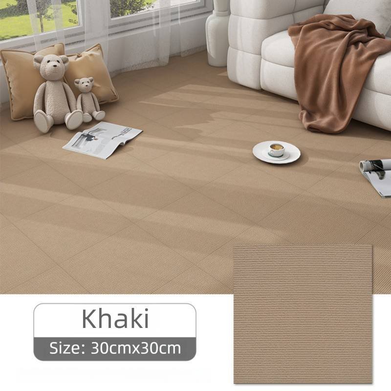 16 Pack Khaki Durable & Soft Self-Adhesive Carpet Tiles(30x30cm) - Interlocking Non-Slip Square Floor Mat for Bedroom, Office & Living Room